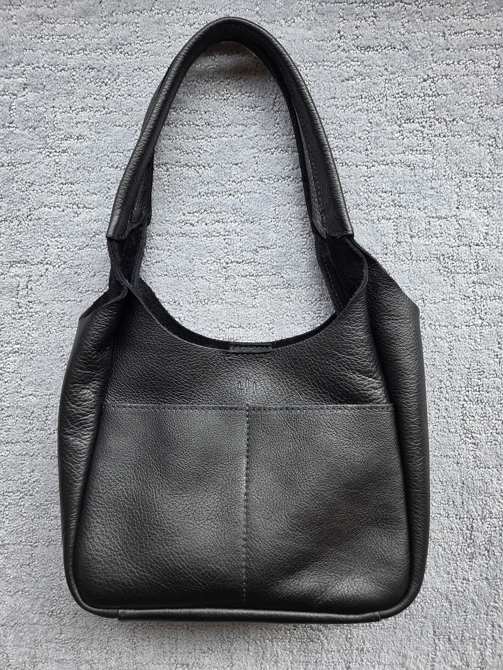 Portland Leather Black Pebbled Large Madison Leather Shoulder Bag